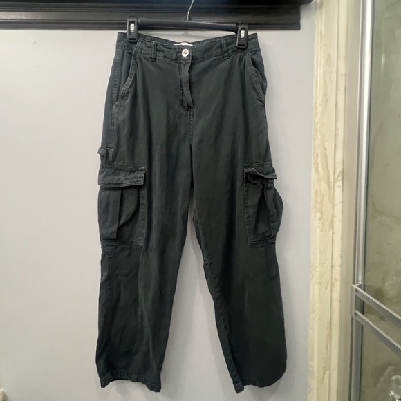 WOMENS COTTON ON CARGO DENIM TROUSERS, SIZE US 4, DARK GRAY - Picture 1 of 9